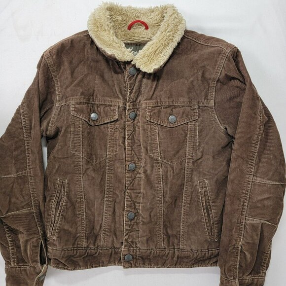Authentic GAP Brand Kids Boys Sherpa Lined Brown Corduroy Jacket Coat XXL 14-16